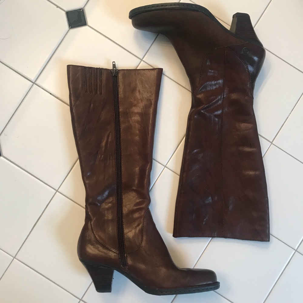 Born brown leather healed boots